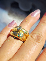 18k Solid Gold Vintage Double Diamond Ring sz 8 | Indulgems