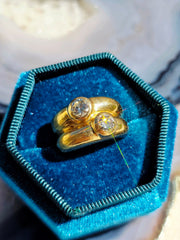 18k Solid Gold Vintage Double Diamond Ring sz 8 | Indulgems