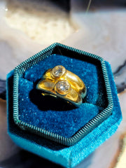 18k Solid Gold Vintage Double Diamond Ring sz 8 | Indulgems