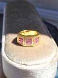 18k Yellow Gold Vintage Pink Sapphire & Diamond Ring size 7.5 | Indulgems