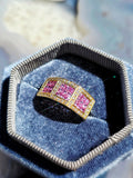 18k Yellow Gold Vintage Pink Sapphire & Diamond Ring size 7.5 | Indulgems