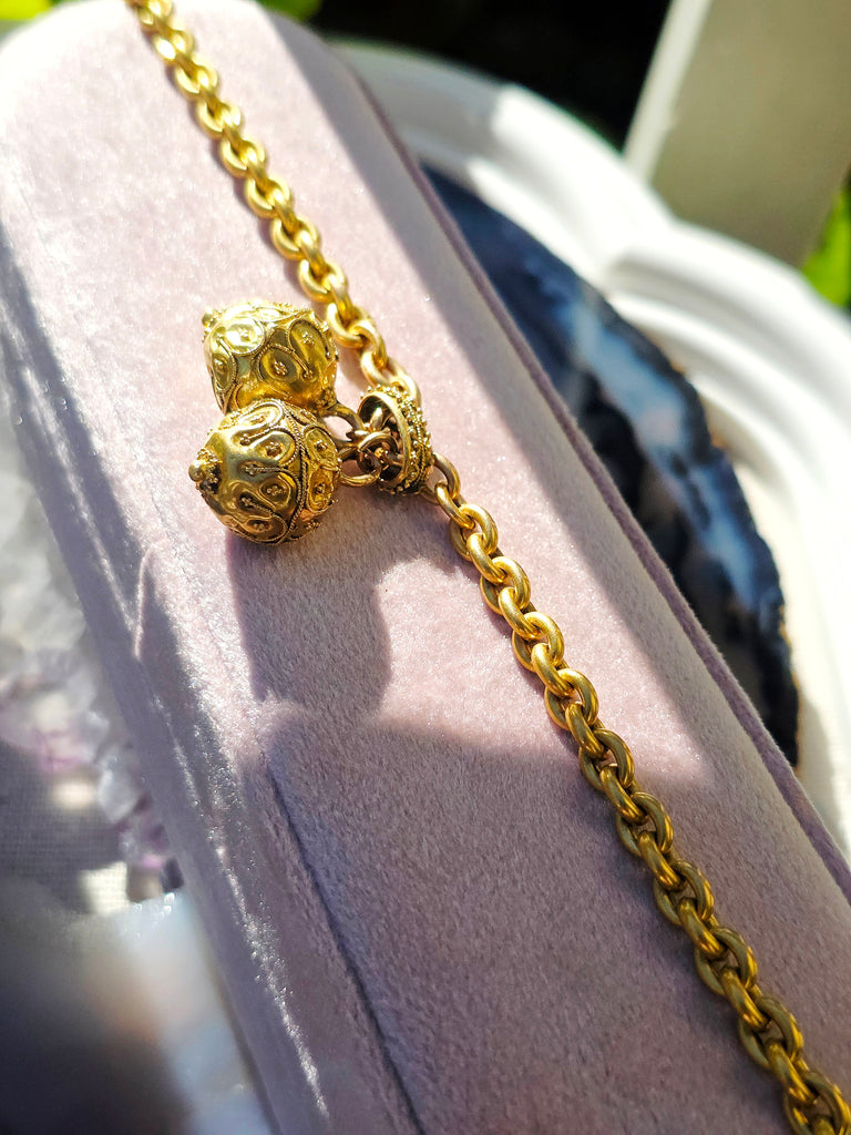 18k Yellow Gold Antique Multipurpose Chain with Large Ball Charms | Indulgems
