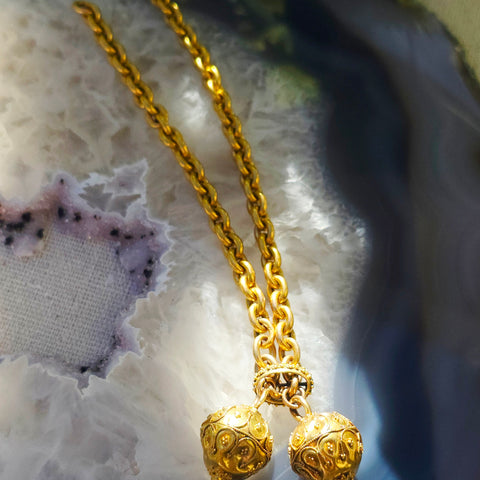 18k Yellow Gold Antique Multipurpose Chain with Large Ball Charms | Indulgems