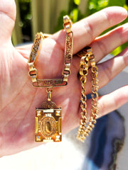 18k Solid Gold Antique Watch Chain Necklace with Locket | Indulgems