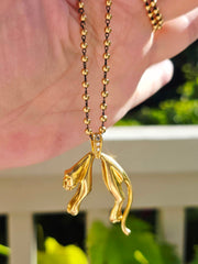 18k Solid Gold Vintage Large Hanging Panther Pendant | Indulgems