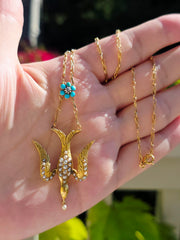 18k Yellow Gold Antique Flying Bird Necklace | Indulgems