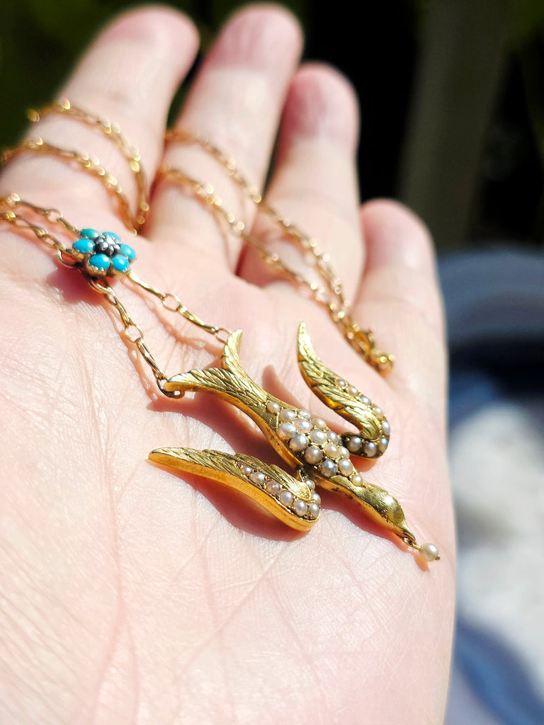18k Yellow Gold Antique Flying Bird Necklace | Indulgems