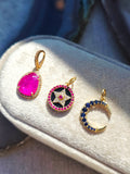 14k Yellow Gold Gemstone Charms in Ruby, Sapphire, Star & CrescentMoon | Indulgems