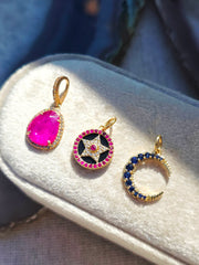 14k Yellow Gold Gemstone Charms in Ruby, Sapphire, Star & CrescentMoon | Indulgems