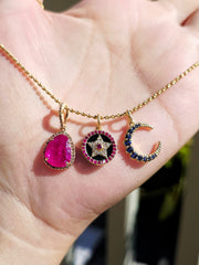 14k Yellow Gold Gemstone Charms in Ruby, Sapphire, Star & CrescentMoon | Indulgems