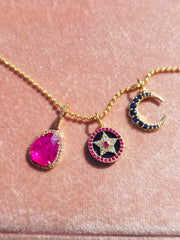 14k Yellow Gold Gemstone Charms in Ruby, Sapphire, Star & CrescentMoon | Indulgems
