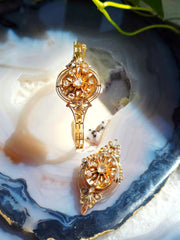 18k Solid Gold Antique Spanish Matching Set Rose-Cut Diamond Bangle Bracelet & Brooch Pendant | Indulgems