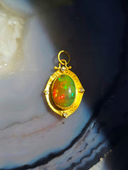 Opal Diamond 24K Gold Pendant
