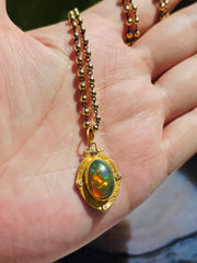Opal Diamond 24K Gold Pendant