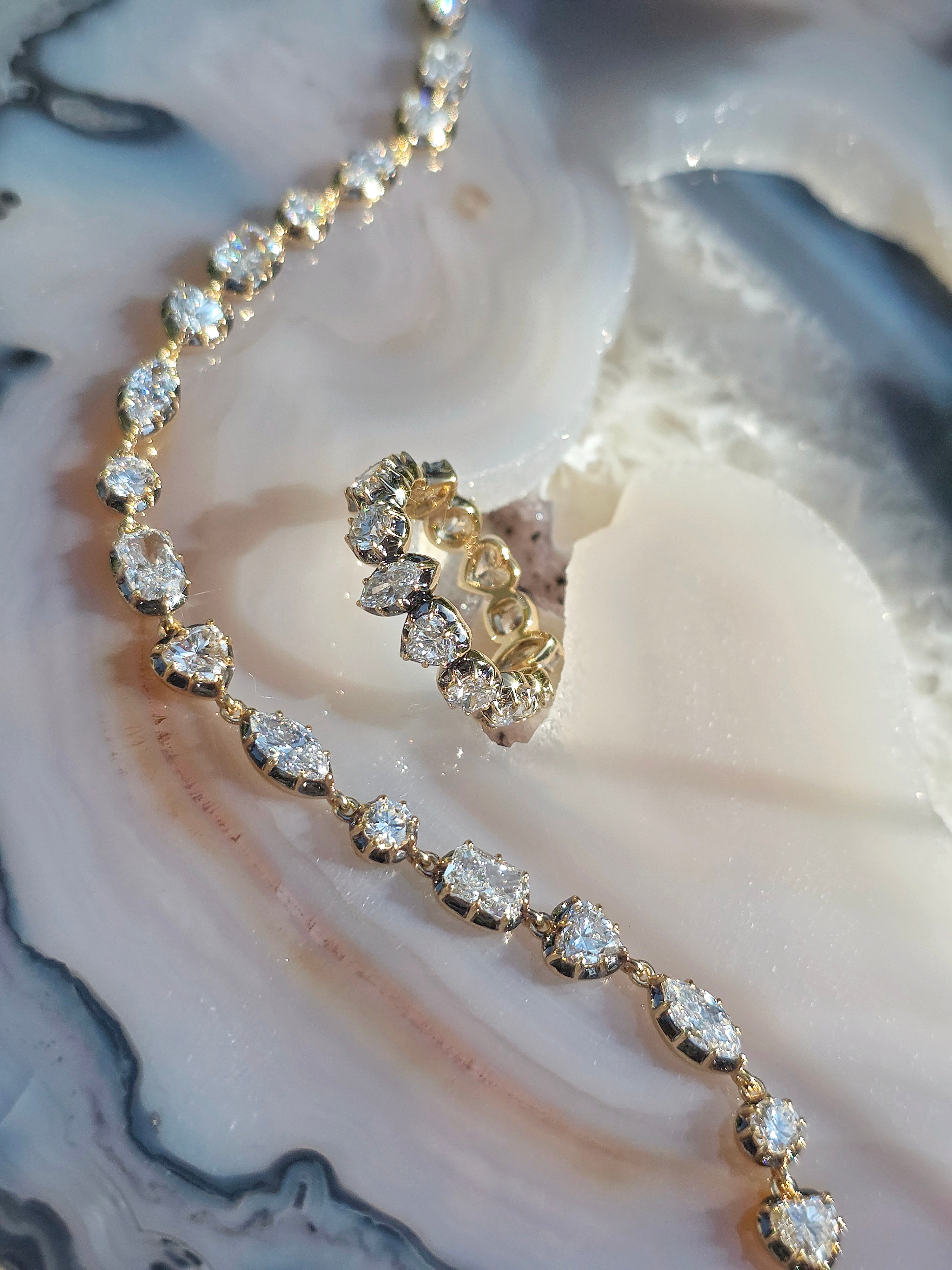 18k Solid Gold Mixed Shape Lab Diamond Bracelet | Indulgems | Symphony Collection