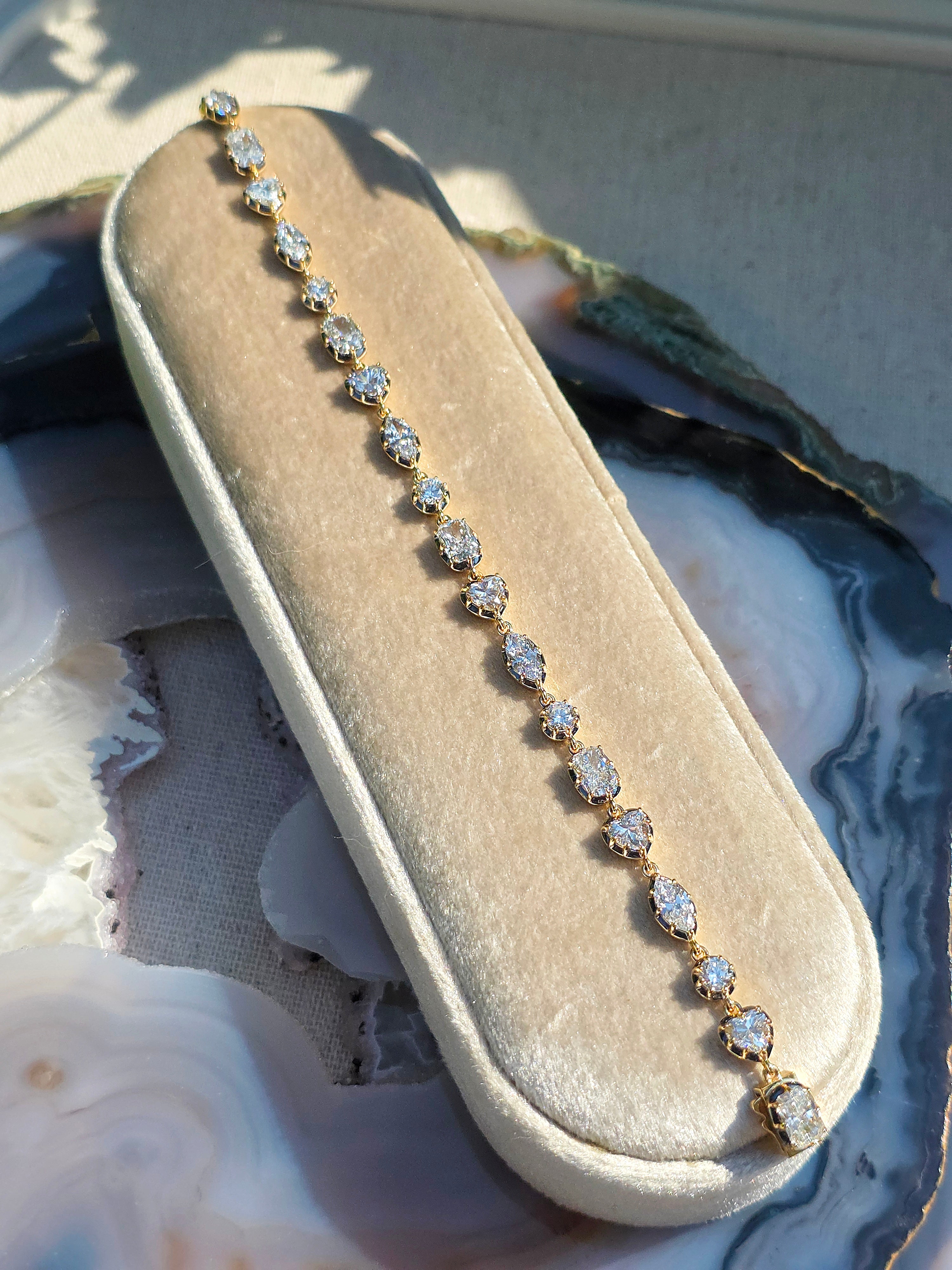 18k Solid Gold Mixed Shape Lab Diamond Bracelet | Indulgems | Symphony Collection