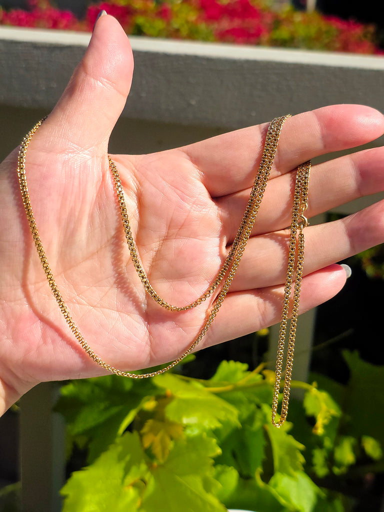 18k Solid Gold Antique Long Chain Necklace | Indulgems