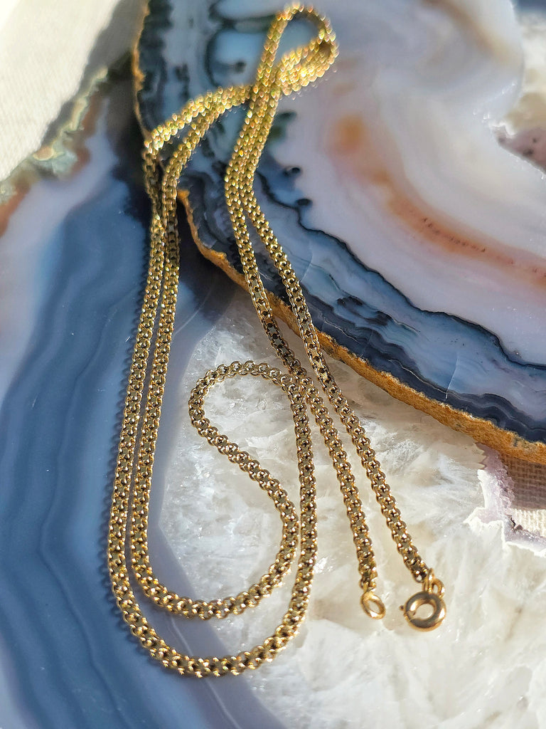 18k Solid Gold Antique Long Chain Necklace | Indulgems