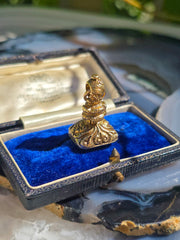 Antique 15K Yellow Gold Seal with intricate Citrine carving | Indulgems