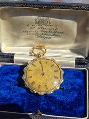 Antique 18k Gold Enamel Pocket Watch with Portrait Miniature | Indulgems