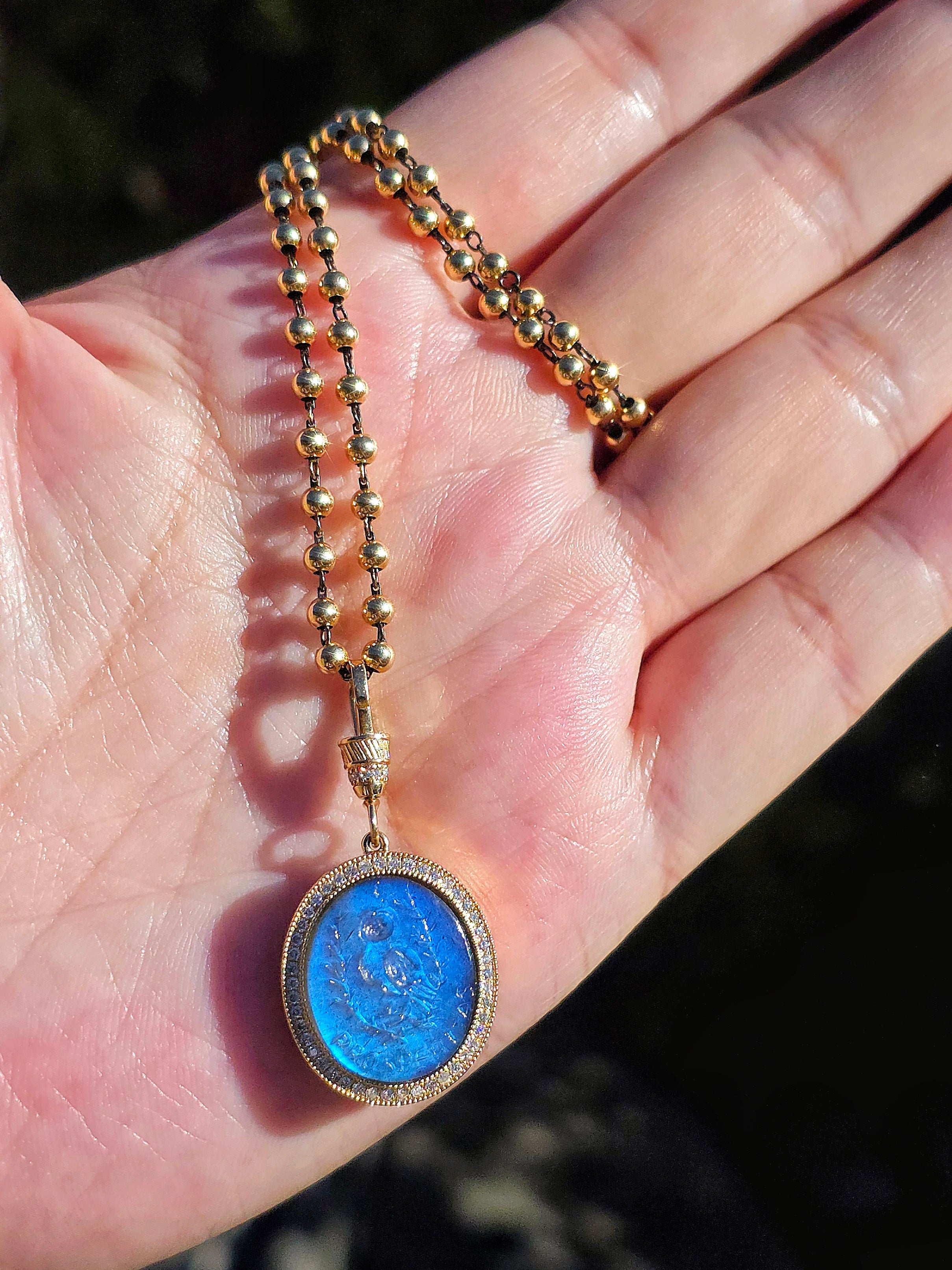 18k Solid Gold Handcarved Owl Intaglio in Labradorite Diamond Pave Pendant |PROSPERITAS |Indulgems |Designs in Real Gold | Talisman Collection