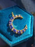 Tanzanite & Diamond 14K Gold Crescent Moon Pendant