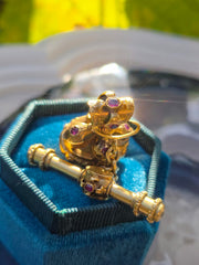 Antique 15k Gold Fob Seal with Ruby Accents & Citrine Intaglio | Indulgems