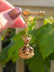 Antique 15k Gold Fob Seal with Ruby Accents & Citrine Intaglio | Indulgems
