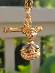 Antique 15k Gold Fob Seal with Ruby Accents & Citrine Intaglio | Indulgems
