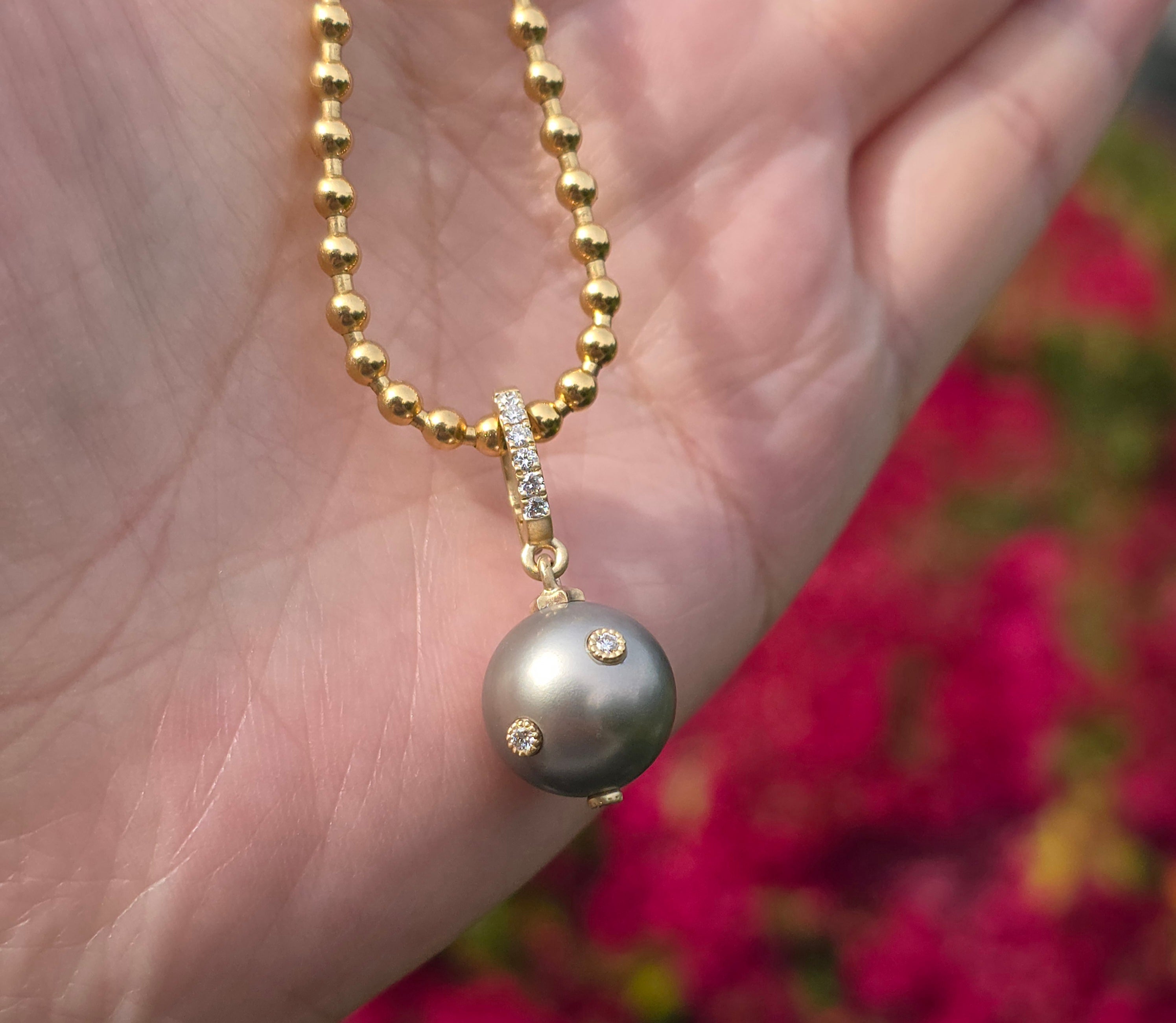 14k Yellow Gold Tahitian Pearl Pendant