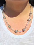 14K Yellow Gold Rainbow Moonstone Freshwater Mermaid Baroque Pearl Diamond Bee Charm Necklace 24"