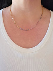 14k Yellow Gold Fancy Sapphire Rainbow Tennis Necklace | Indulgems