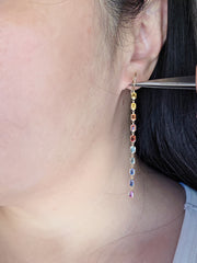 14k Yellow Gold Fancy Sapphire Rainbow Earrings | Indulgems