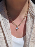 18k Solid Gold Madagascar Rainbow Moonstone Heart Pendant | Indulgems