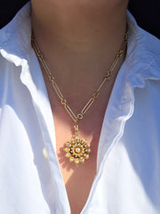 15k Yellow Gold Antique Diamond & Pearl Flower Brooch | Indulgems