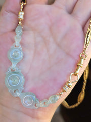 14k Yellow Gold Burmese Jadeite Handcarved Chain Extender Connector | Indulgems