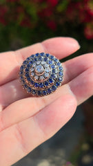 Antique Diamond & Blue Sapphire Brooch in 14k Gold and Silver | Indulgems