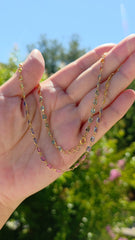 14k Yellow Gold Fancy Sapphire Rainbow Tennis Necklace | Indulgems