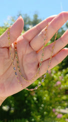 14k Yellow Gold Fancy Sapphire Rainbow Tennis Necklace | Indulgems