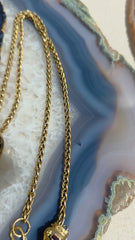 18k Solid Gold Green Enameled Watch Chain Necklace with Ruby Accent | Indulgems | Antique Revival