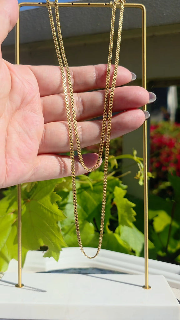 18k Solid Gold Antique Long Chain Necklace | Indulgems