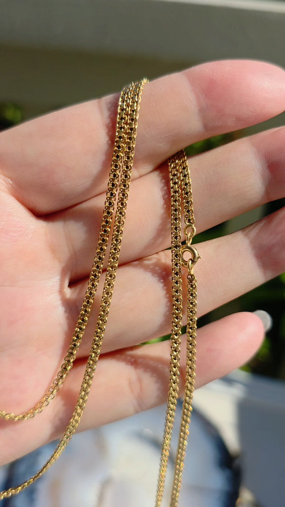 18k Solid Gold Antique Long Chain Necklace | Indulgems
