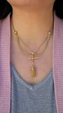 18k Solid Gold French Antique Winding Key Tassel Necklace 18" | Indulgems