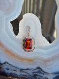 14k Yellow Gold 11ct Hessonite Garnet Pendant | Indulgems | Aurora Halo