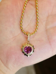14k Yellow Gold 3.6 Carat Malaya Garnet Heart Pendant | Indulgems | Aurora