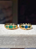 14k Yellow Gold Aurora Band Rings in Emerald & Neon Apatite | Indulgems