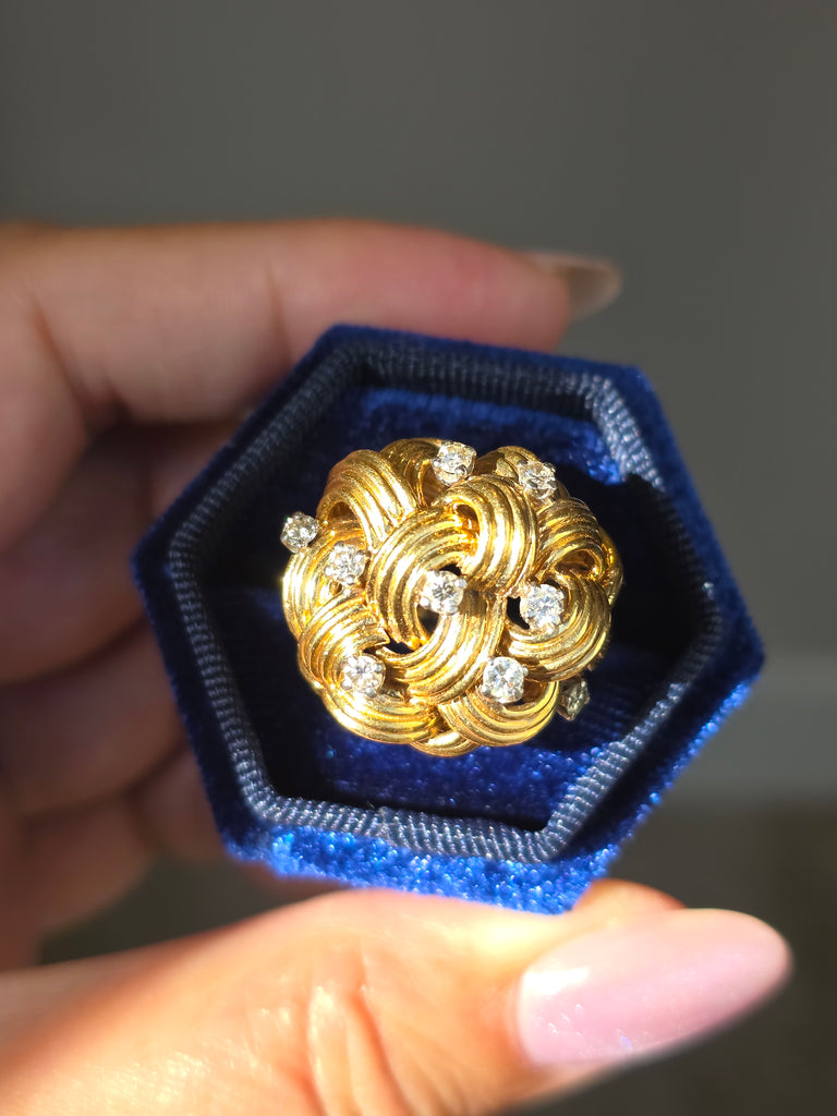 18k Solid Gold Vintage Diamond Ring Size 7 | Indulgems