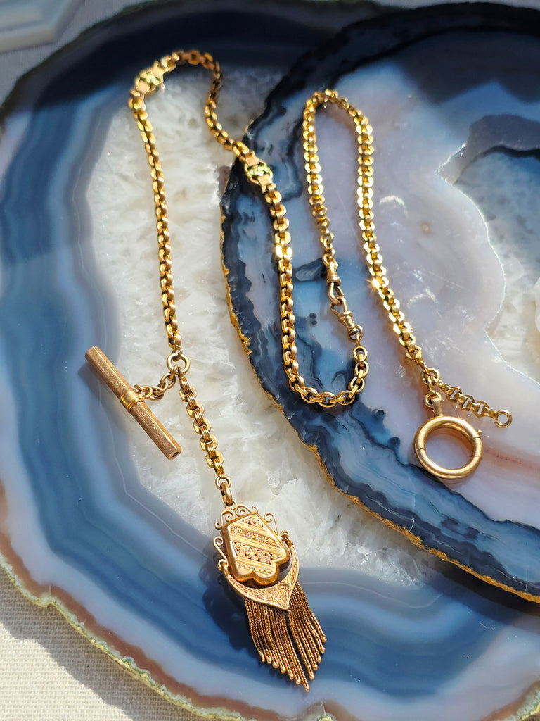 18k Solid Gold French Antique Medley Watch Chain Necklace | Indulgems | Antique Revival