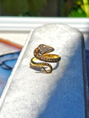 18k Solid Gold Diamond Snake Serpent Ring sz 8 | Indulgems