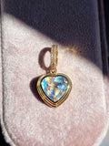 18k Solid Gold Madagascar Rainbow Moonstone Heart Pendant | Indulgems